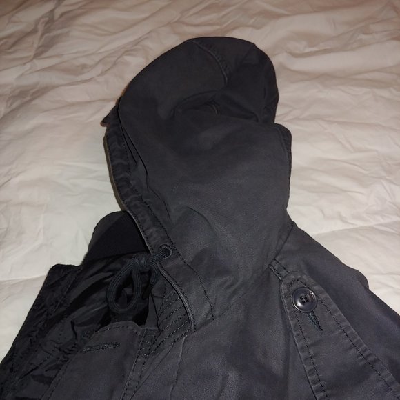 Abercrombie Charcoal Military Quilted Hoody Winter Jacket - Zip & Pull String - Picture 13 of 15
